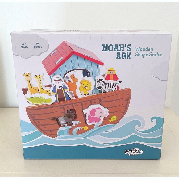 Noah's Ark Wooden Shape Sorter Imagination Generation Kids Toy 17 pcs Age 3+ - Picture 1 of 5